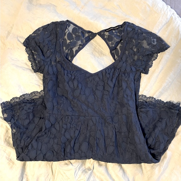 Abercrombie & Fitch Lace Mini Dress Size Small in Navy Blue - Picture 3 of 5